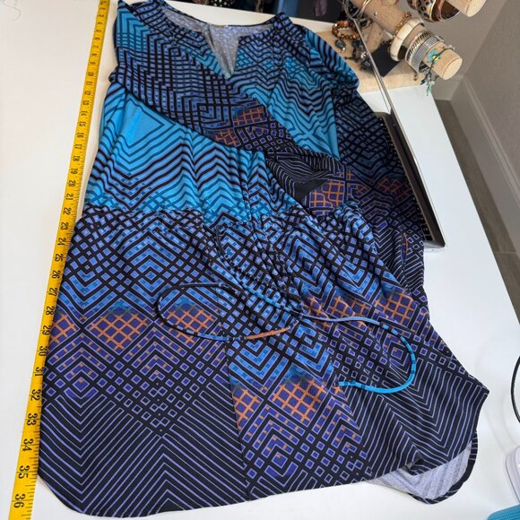 Rubber Ducky Dress Womens XL Blue Dropped Waist Drawstring Tunic V Neck - Picture 6 of 8